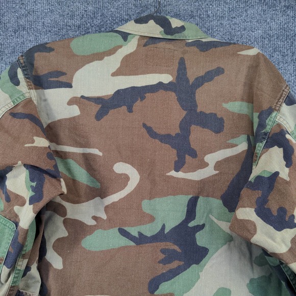 US Military Woodland Camo Shirt Green Brown Size L Button Up - Picture 10 of 10